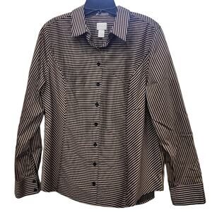 Chico's Brown & Black Button Up Top - Size 1